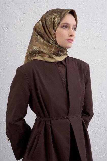 Tivil Pure Silk Scarf 9409 - 06 Brown Mixed Pattern