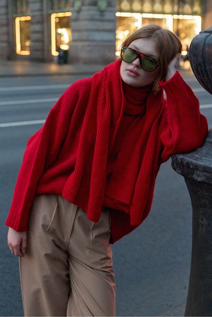 Mohair Basic Scarf Red