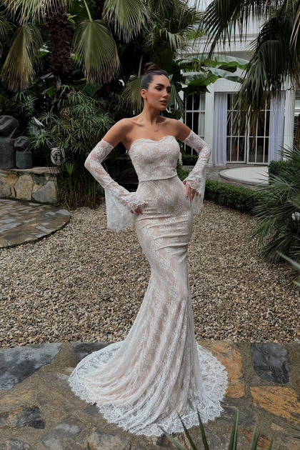 zoezoe Bella Guipure Fish Design Evening Dress- Trendyol