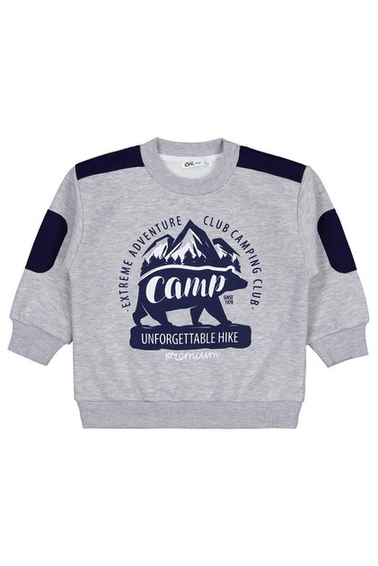 Camp Printed 2-5 Years Old Sweatshirt - Gray 5-6 Years Old