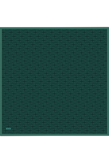 Green Logo Patterned Silk Twill Scarf