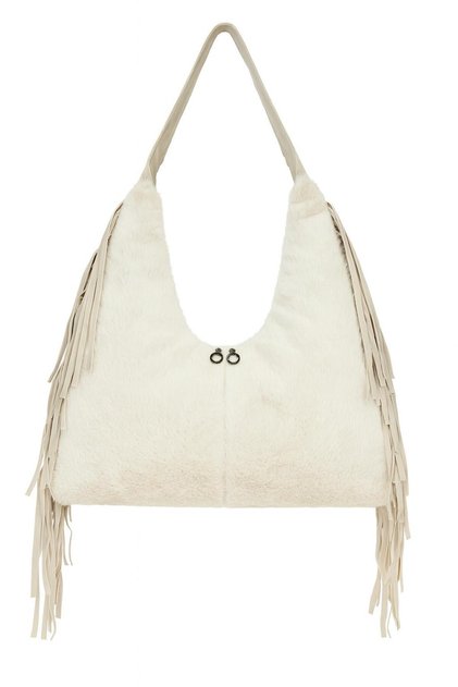 Beige Plush Women's Shoulder Bag