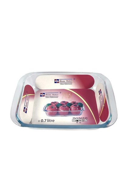 Homemaker Rectangular Glass Baking Dish, 0.7 Lt Capacity, 23X14.9 Cm Diameter, 4.8 Cm Height - Clear