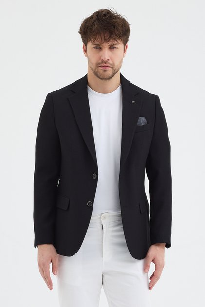 Jachetă sport pentru bărbați Sorex, din material poliviscos negru, slim fit cu șervețele auto, cu guler simplu