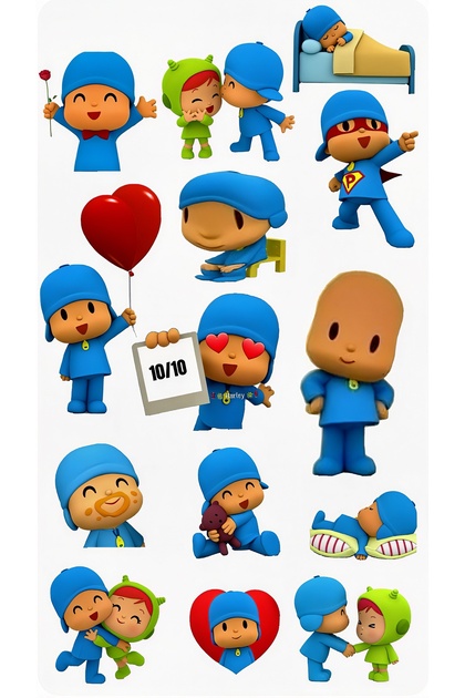 Cute Blue Character Sticker Set – Children's Themed Decorative Sticker |   22X30 cm