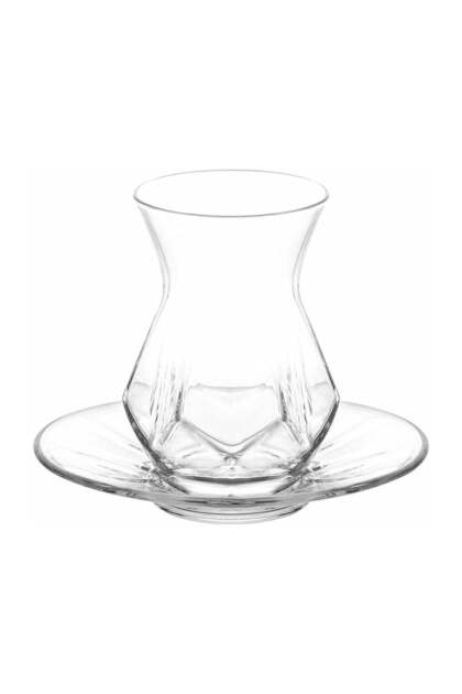 12 Pieces Alya Tea Set 6 Pieces Tea Glass 165 Ml And 6 Pieces Plate 125 Mm