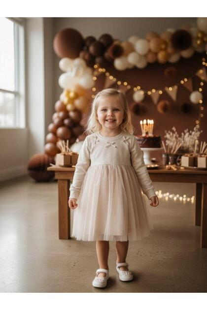 Girl's Cotton Tutu Dress with Stone Bow Detail