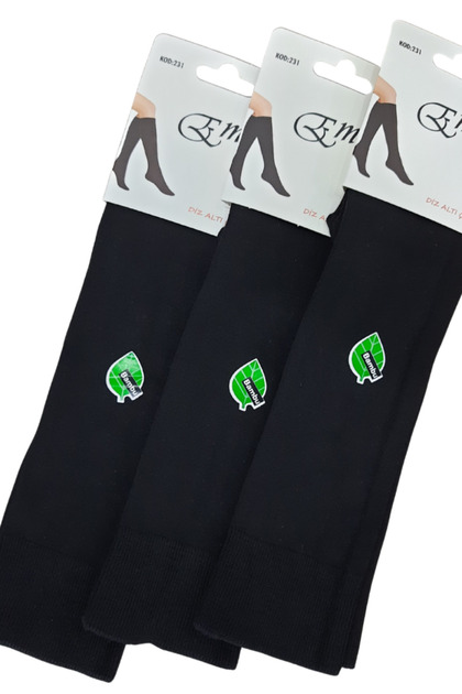 & Emre Bambu Knee-Length Seamless Black 3 Pairs of Socks (Size 35-40)