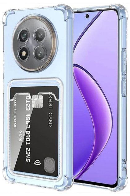 Xiaomi Note 14 Pro 5g Corner Protected Card Holder Wallet Anti-Shock Transparent Silicone Phone with Back Compartment