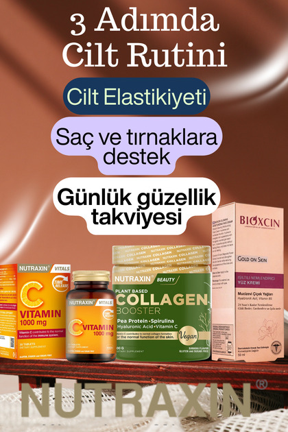 Nutraxin Gold On Skin Krem + Collagen Vegan Booster + C Vitamini