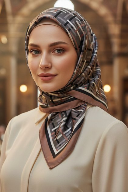 وشاح نسائي طبيعي مطبوع 95x95 سم