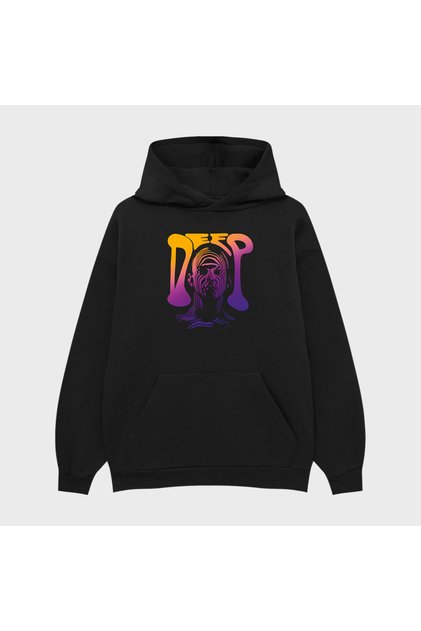 Unisex Deep Printed 3 Thread Ş Fleece-Lined Hoodie Sweatshirt