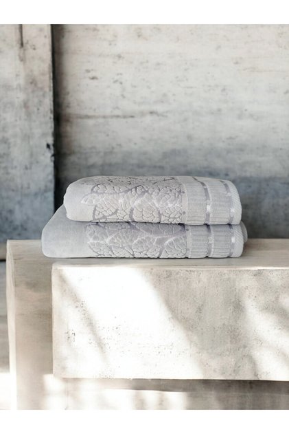 Leaf Pattern Velvet 50X90 cm and 90X150 cm High Grammage Bathroom Set