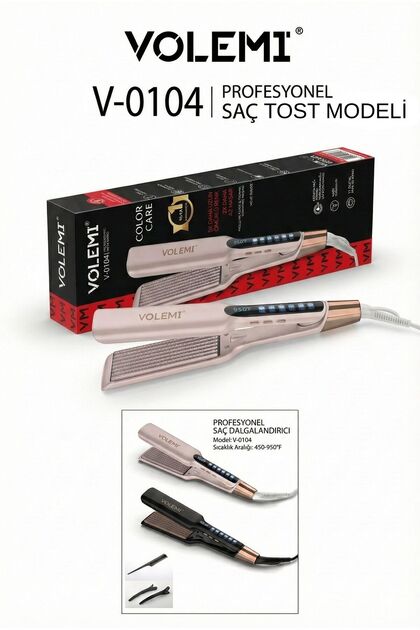 VOLEMİ V-0104 Profesyonel Saç Tost Makinesi-Dijital Göstergeli