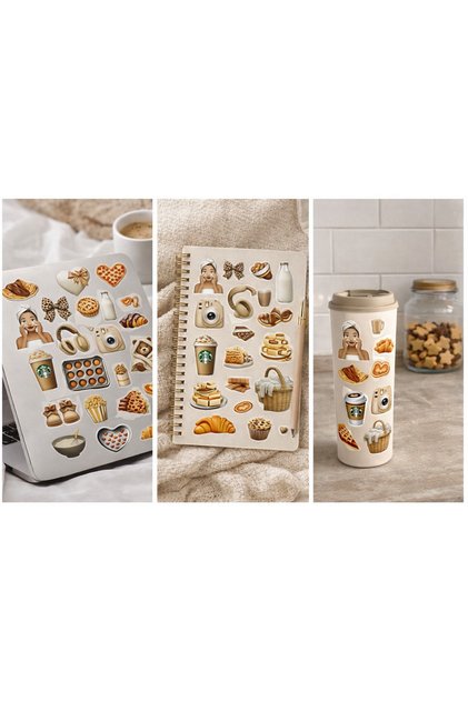 Coffee & Dessert Aesthetic Sticker Set 22X30 cm – Aesthetic Dessert & Coffee Stickers