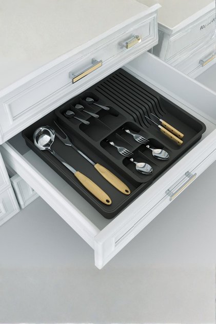 Expandable Cutlery & Knife Holder Set – Adjustable Cutlery Holder Inside the Drawer'Anthracite'