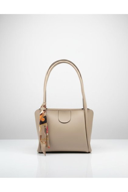 Women's Shoulder Bag with Mink Scarf Detail Minimalist Hobo Handbag
