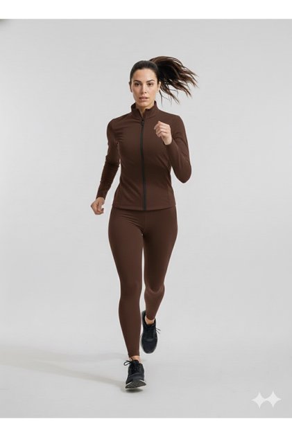 Mock Neck Legging Set Brown