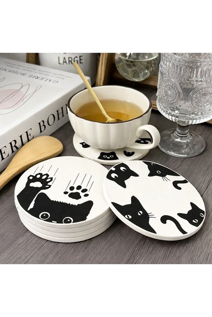 Cat Design Wooden Coaster