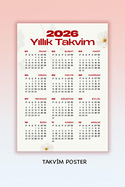 Takvim 2026 Poster , Planlayıcı Yıllık