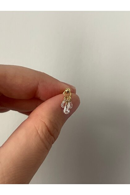 Sallantılı taşlı gümüş piercing