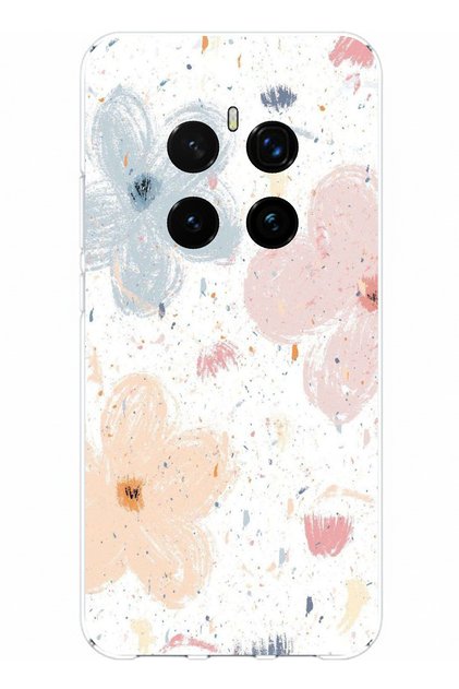 Honor Magic 7 Pro Compatible Pastel Abstract Flower and Stain Patterned Printed Silicone Case