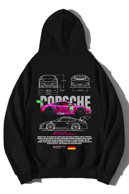 Unisex Oversized Porsche Rs Raw Pink Hoodie