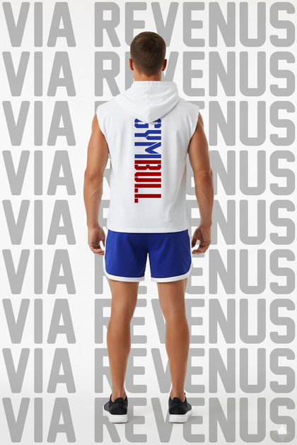 Gym Bull Printed Hooded Sleeveless Sports T-Shirt and Piped Sports Shorts Set Gym & Fitness Combo