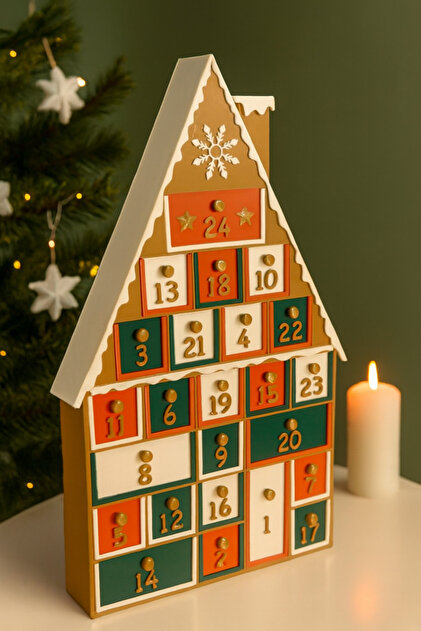 Rekatech Hediyelik Zencefilli Kurabiye Ev Advent Calendar Yılbaşı