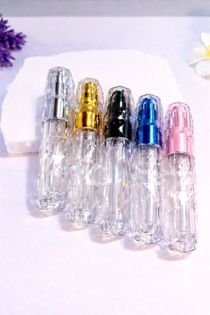 5li 5ml Elmas Kesim Süper Şık Hafif Tekrar Doldurulabilir Taşınabilir Akrilik Boş Parfüm Şişesi