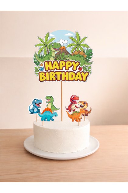 Dinozor Doğum Günü Konsepti - Dinozorlu Pasta Süsü - Dinozorlu Cupcake Süsü