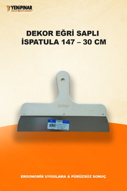 Eğri Saplı İspatula 147 – 30 cm | Geniş Yüzeyler İçin Profesyonel Macun İspatulası