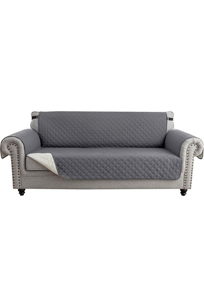 4-Seater Waterproof Sofa Slipcover with Elastic Straps (Grey)