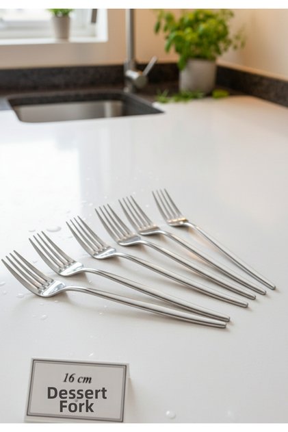 Set of 6 18/10 Stainless Steel Silver Color Sweet Fork 16 cm