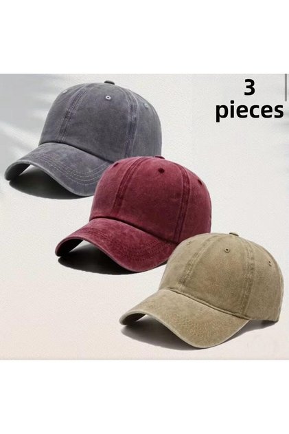 Unisex Vintage Sports Hat Adjustable to Head Size 3 Pcs