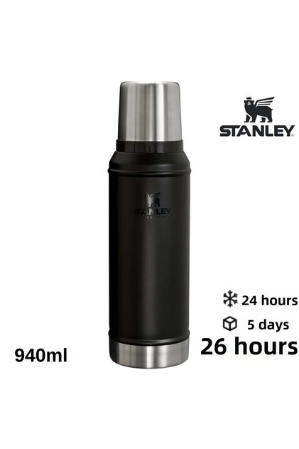 Classic Vacuum Steel Thermos 0.94 Lt Flask Black