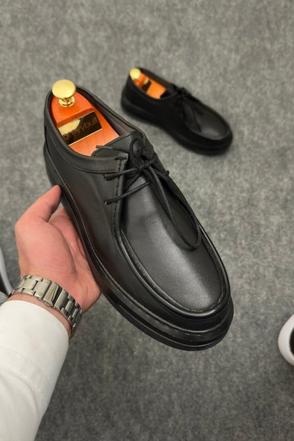Black Leather Men's Shoes - Sneakers