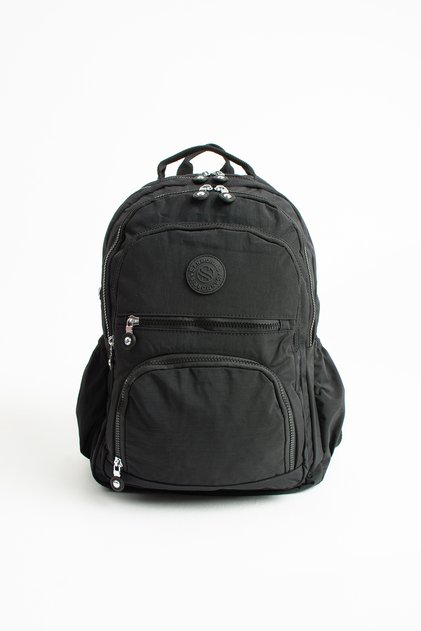 Unisex Water Resistant Crinkle Fabric Multi-Eye Black Color Laptop School and Backpack