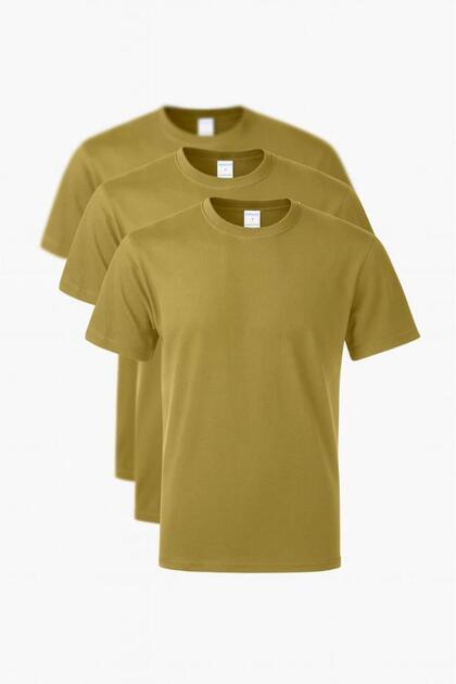 Erkek Askeri 3'lü Yarım Kol Fanila Askeri Atlet Seti Haki 2XL