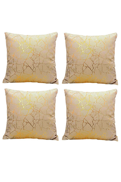 Set of 4 Decorative Throw Pillow Covers with Gold Foil Pattern – 42X42 cm