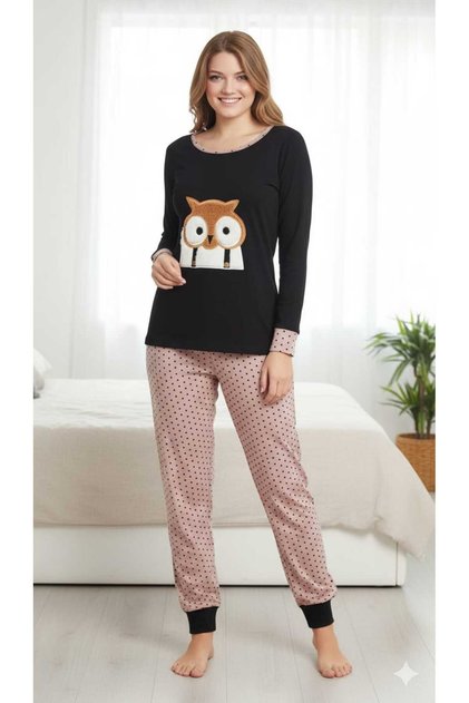 Owl Patterned Winter Women's Pajama Set