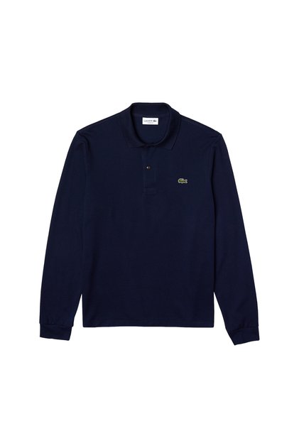 Poloshirt Langarmpoloshirt aus Petit Piqué mit gesticktem Logo