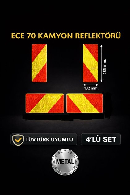 Ece R 70 Tüvtürk Compliant 4-Piece Truck Reflector-Metal
