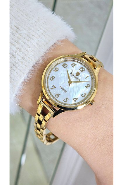 Rym-5036 32mm Women's Wristwatch - Numeral Detail - Gold - Stainless Steel Gold-White