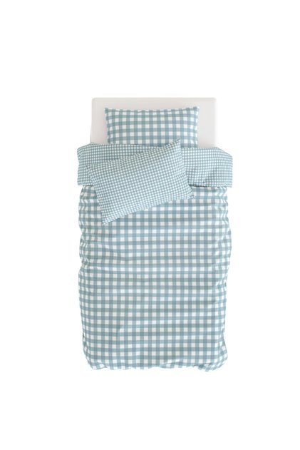 Gingham Cotton Satin Blue Gingham Patterned Children's Duvet Cover Set 140X200Cm
