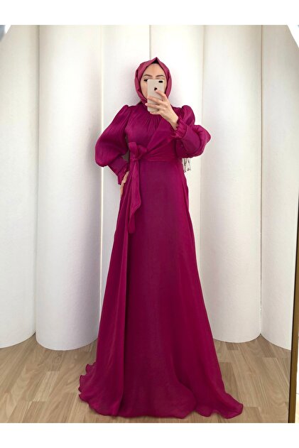 MERVEPLUME Comfortable Fit Loose Skirt Modest Evening Dress Long Women's  Sleeve Detailed Wedding Engagement Wedding Guest Dress- Trendyol
