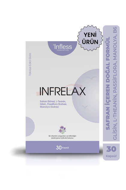 Infrelax – Safran, L-Theanin, Glisin, Passiflora, Manolya İçeren Bitkisel İçerikli 30 Kapsül
