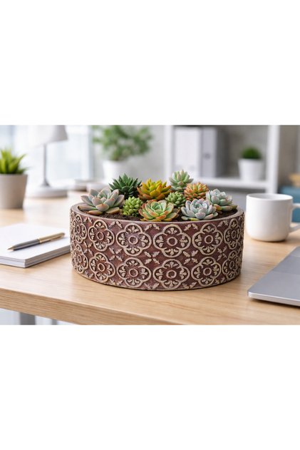 Beton saksı sukulent bonzai teraryum arajman çiçek Saksısı 18x7cm(Bitki Hariç)