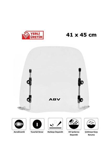 Üniversal Motosiklet Ön Cam - Siperlik (41X45 CM) + Bağlantı Ekipmanı