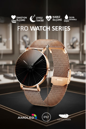 FRO Lw-43v Ultra Ince Şık Akıllı Saat, Sağlık Takibi, Uzun Şarj